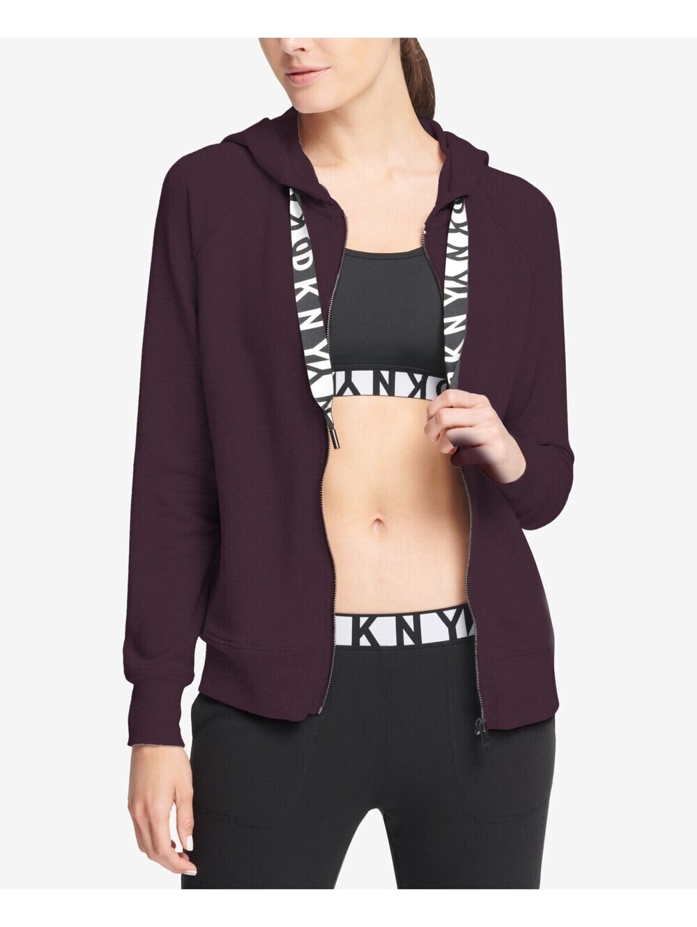 DKNY Womens Sport Logo Zip Hoodie Size XS